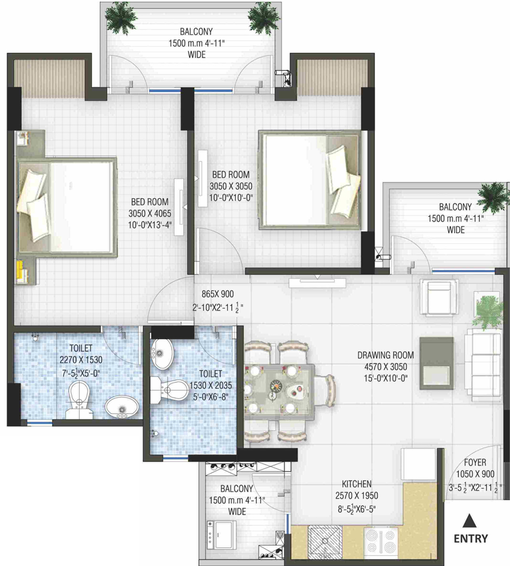 2 BHK Flat in Panchsheel Pebbles in Vaishali, Ghaziabad - Image 313152
