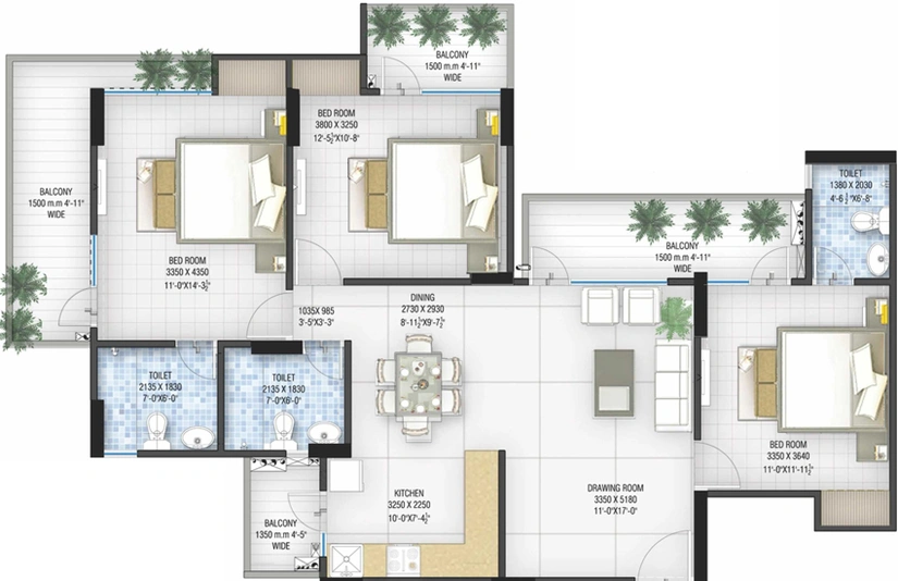 3 BHK Flat in Panchsheel Pebbles in Vaishali, Ghaziabad - Image 313155