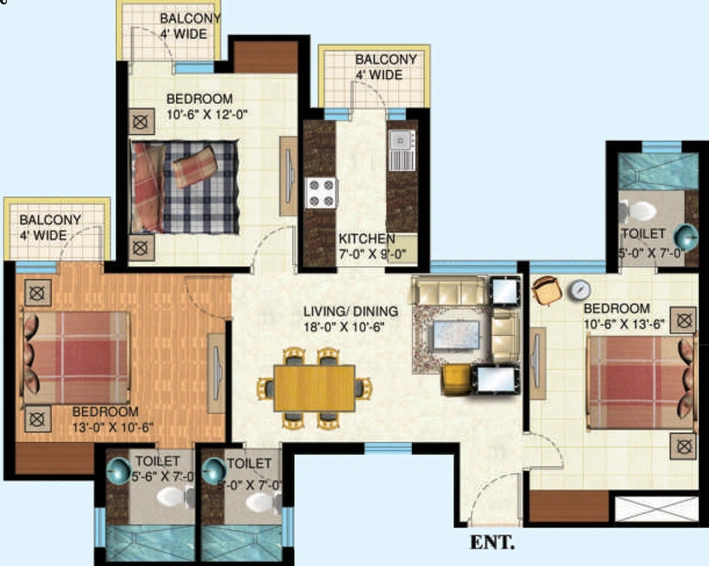 3 BHK Flat in Mapsko Paradise in Sector 83, Gurgaon - Image 735455