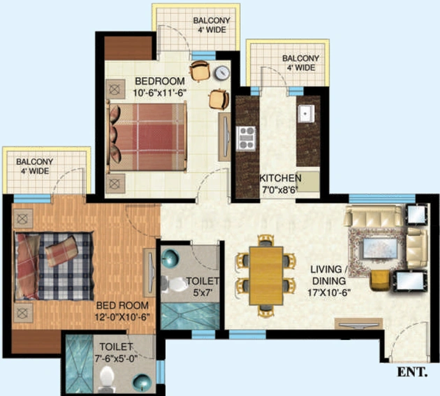 2 BHK Flat in Mapsko Paradise in Sector 83, Gurgaon - Image 735454