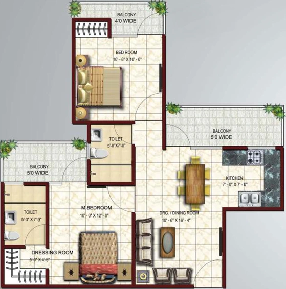 2 BHK Flat in Panchsheel Primrose in Govindpuram, Ghaziabad - Image 313369