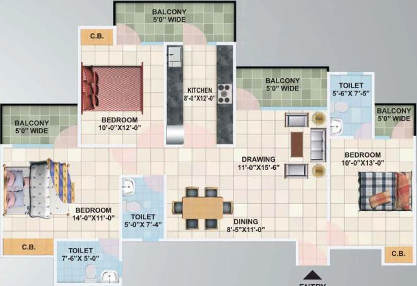 3 BHK Flat in Panchsheel Primrose in Govindpuram, Ghaziabad - Image 313373