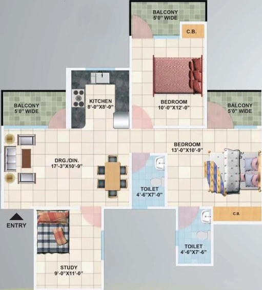 2 BHK Flat in Panchsheel Primrose in Govindpuram, Ghaziabad - Image 313371