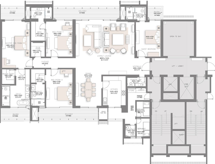 Floor Plan of Suncity Platinum Towers in Sector 28, Gurgaon - Image 2727