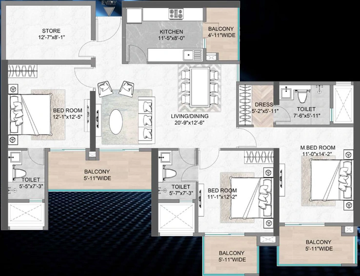 3 BHK Flat in M3M Skywalk in Sector 74, Gurgaon - Image 496551