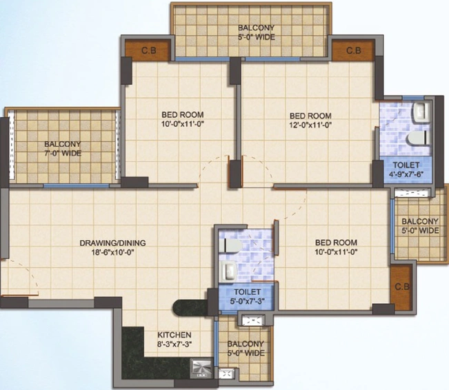3 BHK Flat in SG Grand in Raj Nagar Extension, Ghaziabad - Image 680065