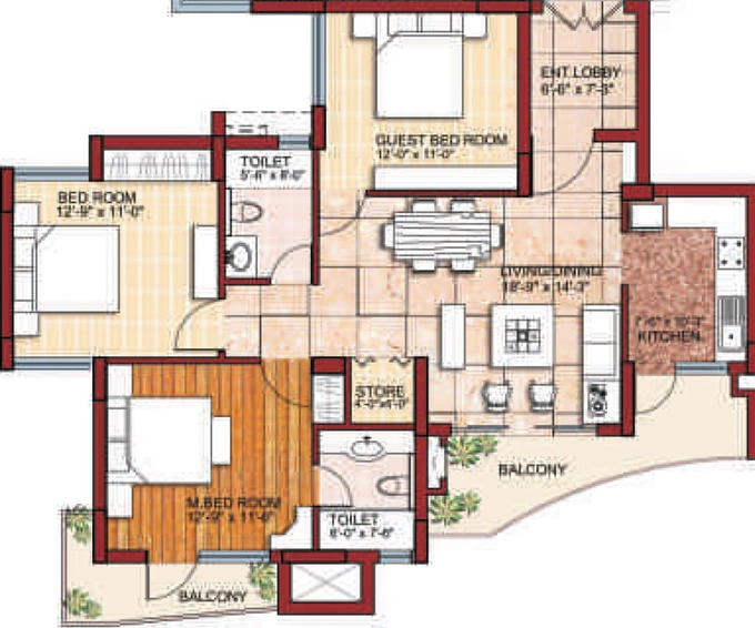3 BHK Flat in SVP Gulmohur Greens in Mohan Nagar, Ghaziabad - Image 499145