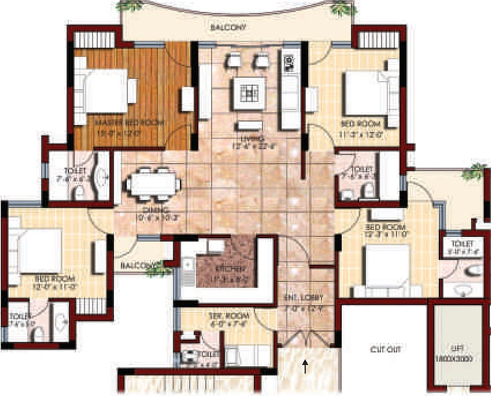 4 BHK Flat in SVP Gulmohur Greens in Mohan Nagar, Ghaziabad - Image 499148
