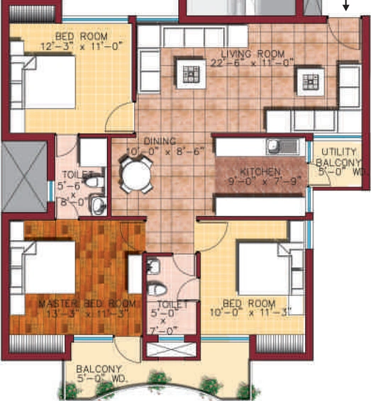 3 BHK Flat in SVP Gulmohur Greens in Mohan Nagar, Ghaziabad - Image 499144