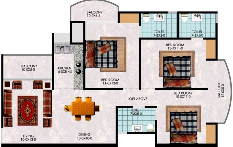 3 BHK Flat in Antriksh Sanskriti in Indirapuram, Ghaziabad - Image 499250