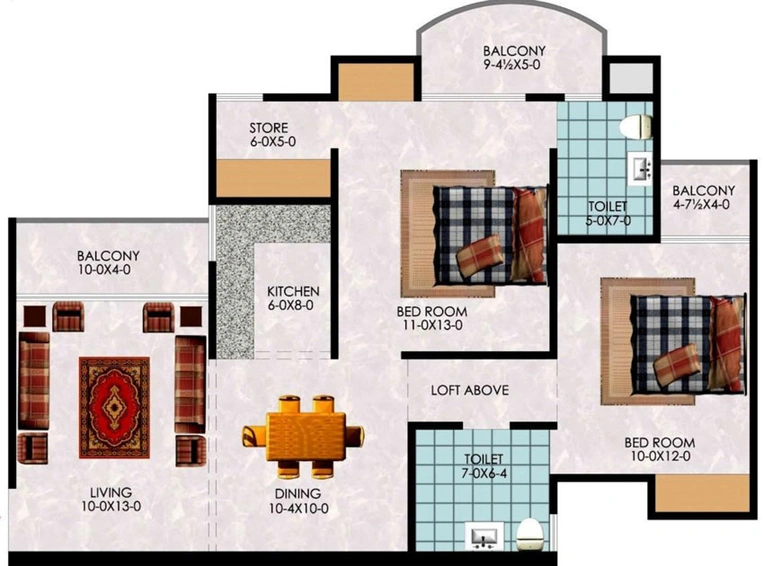 2 BHK Flat in Antriksh Sanskriti in Indirapuram, Ghaziabad - Image 499249