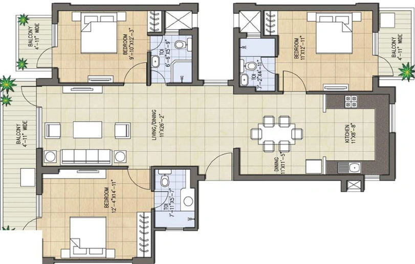 3 BHK Flat in MCC Signature Heights in Raj Nagar Extension, Ghaziabad - Image 499316