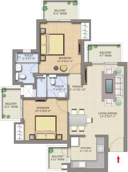 2 BHK Flat in MCC Signature Heights in Raj Nagar Extension, Ghaziabad - Image 499313