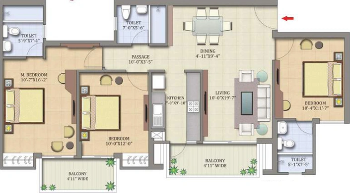 3 BHK Flat in MCC Signature Heights in Raj Nagar Extension, Ghaziabad - Image 499315