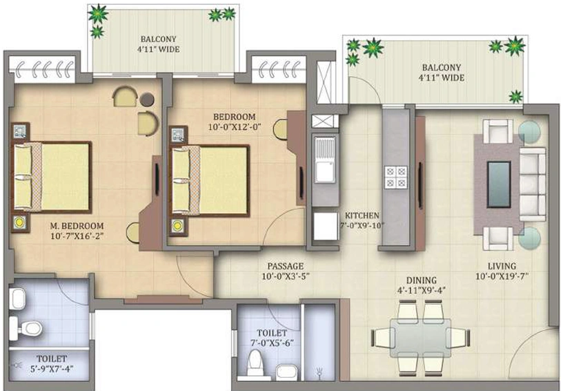 2 BHK Flat in MCC Signature Heights in Raj Nagar Extension, Ghaziabad - Image 499314