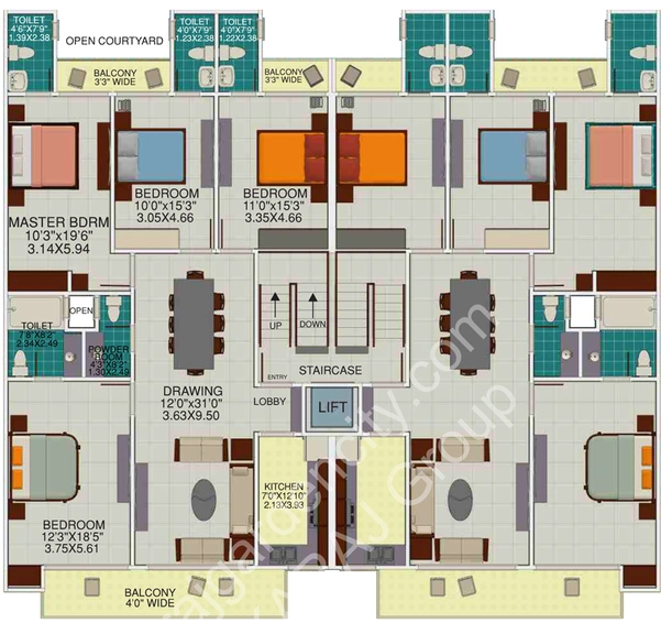 Floor Plan of Dwarikaraj Raj Garden City in Raj Nagar Extension, Ghaziabad - Image 50438