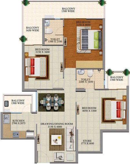 3 BHK Flat in Divyansh Onyx in NH 24, Ghaziabad - Image 660016
