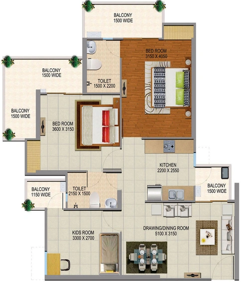2 BHK Flat in Divyansh Onyx in NH 24, Ghaziabad - Image 660014