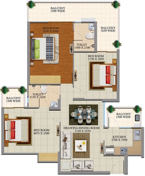 3 BHK Flat in Divyansh Onyx in NH 24, Ghaziabad - Image 660015