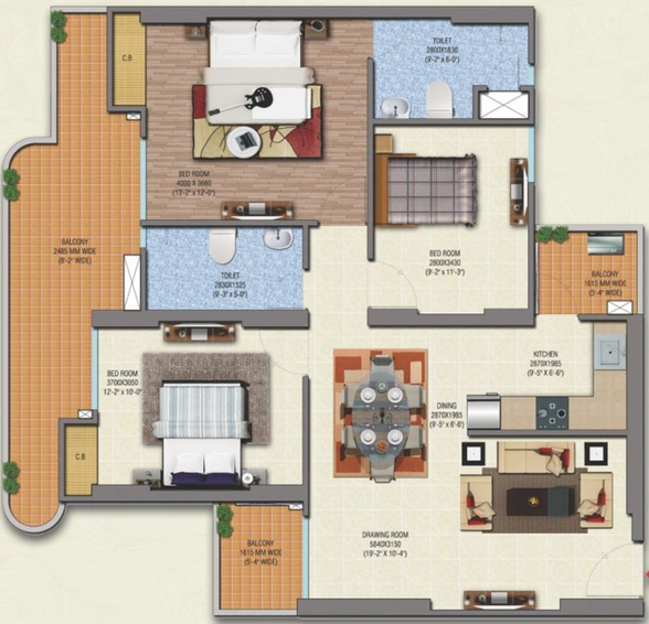 3 BHK Flat in Saya Gold Avenue in Indirapuram, Ghaziabad - Image 675402