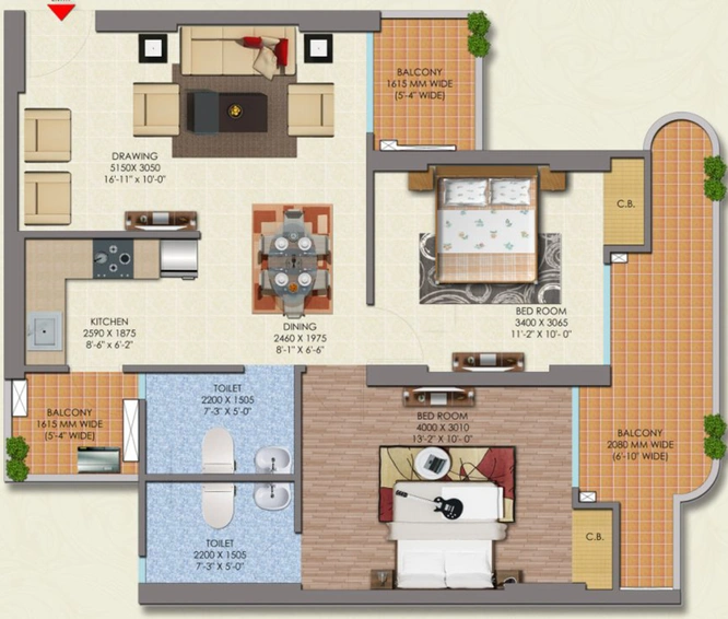 2 BHK Flat in Saya Gold Avenue in Indirapuram, Ghaziabad - Image 675401