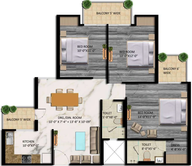 3 BHK Flat in T Homes in Siddhartha Vihar, Ghaziabad - Image 319331