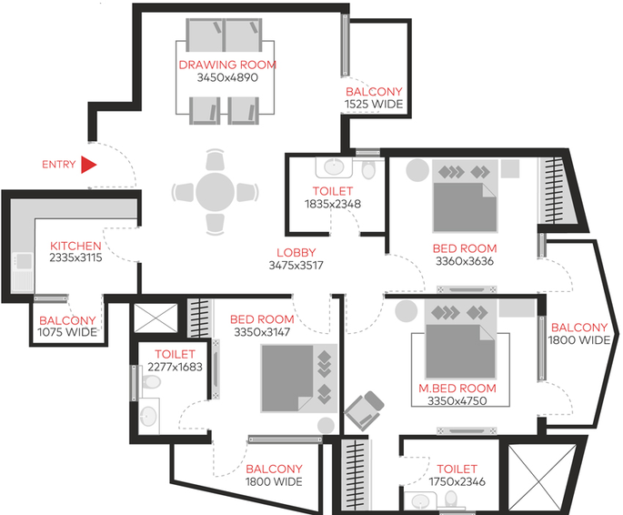 3 BHK Flat in Tarc Maceo in Sector 91, Gurgaon - Image 639806