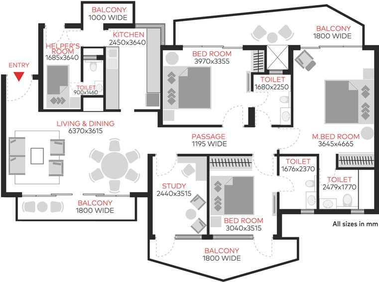 3 BHK Flat in Tarc Maceo in Sector 91, Gurgaon - Image 639807