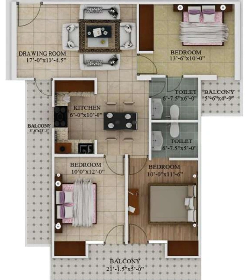 3 BHK Flat in Javin Raj Empire in Raj Nagar Extension, Ghaziabad - Image 686898