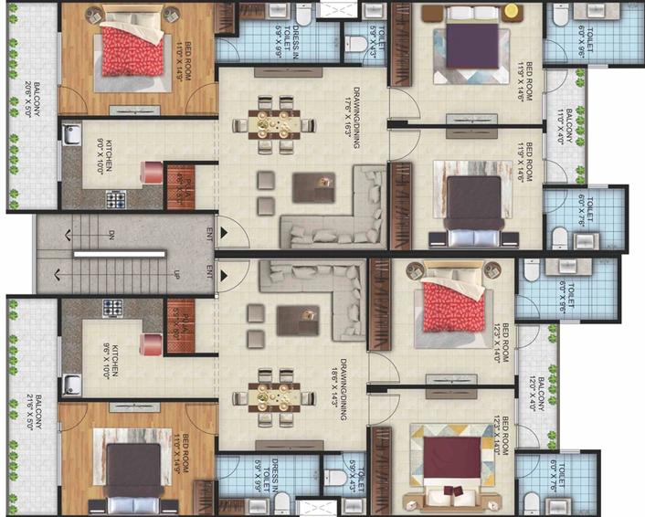 Floor Plan of AKJ Green Floors in NH 24, Ghaziabad - Image 2903