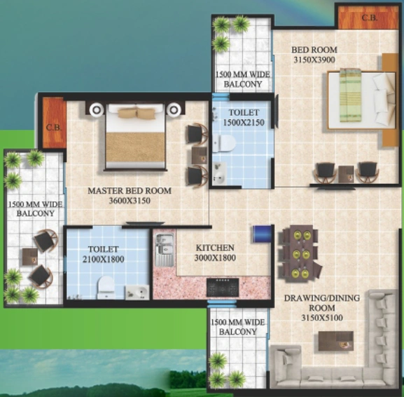 2 BHK Flat in Arocon Rainbow in NH 24, Ghaziabad - Image 643867