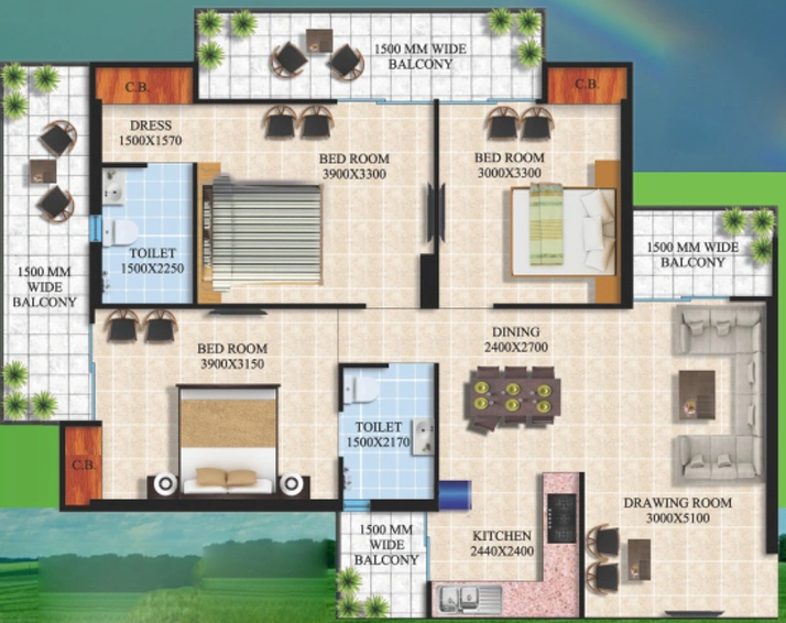 3 BHK Flat in Arocon Rainbow in NH 24, Ghaziabad - Image 643869