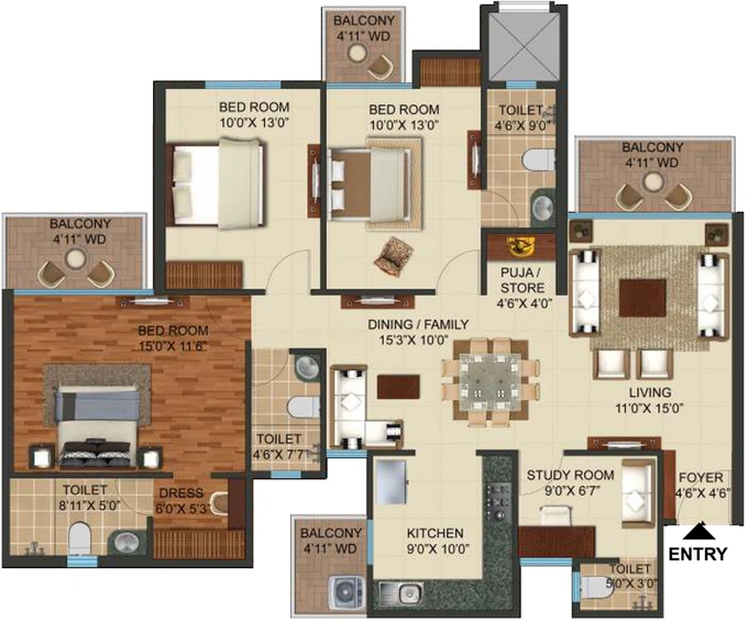 4 BHK Flat in Grand Paeonia - Prateek Grand City in Siddhartha Vihar, Ghaziabad - Image 499795