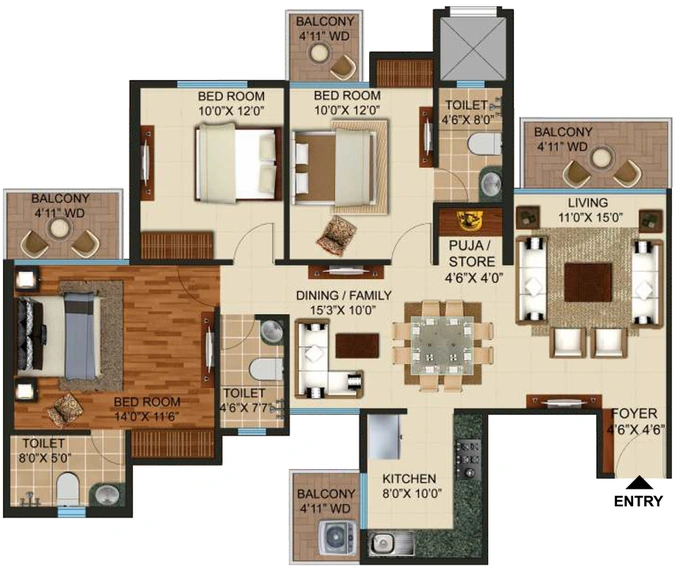 3 BHK Flat in Grand Paeonia - Prateek Grand City in Siddhartha Vihar, Ghaziabad - Image 499794