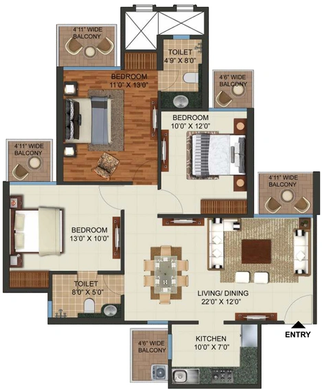 3 BHK Flat in Grand Paeonia - Prateek Grand City in Siddhartha Vihar, Ghaziabad - Image 499793