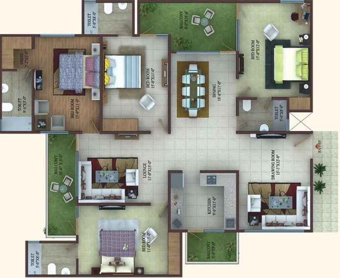 4 BHK Flat in MKS La Royale in Indirapuram, Ghaziabad - Image 499981
