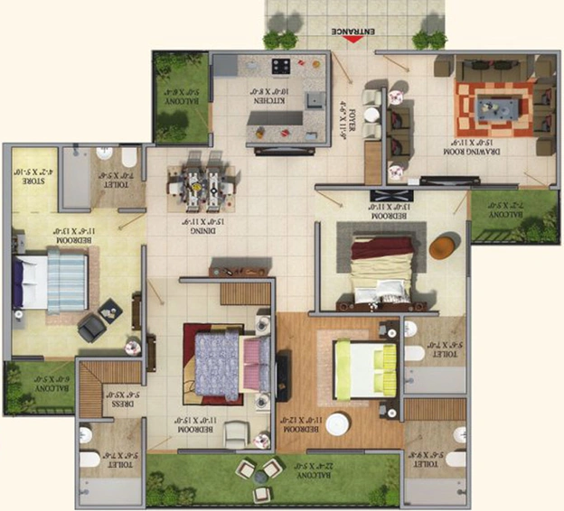 4 BHK Flat in MKS La Royale in Indirapuram, Ghaziabad - Image 499980
