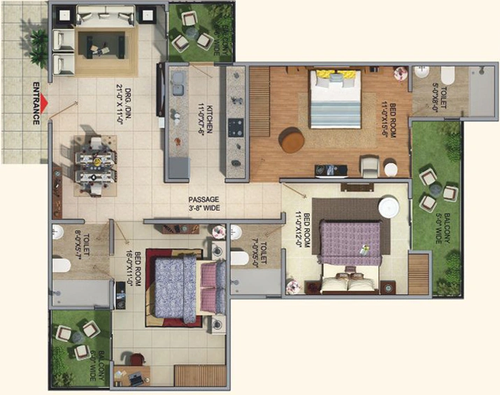 3 BHK Flat in MKS La Royale in Indirapuram, Ghaziabad - Image 499978