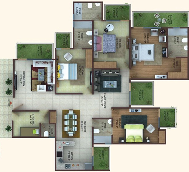 4 BHK Flat in MKS La Royale in Indirapuram, Ghaziabad - Image 499982
