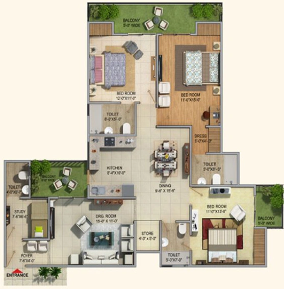 3 BHK Flat in MKS La Royale in Indirapuram, Ghaziabad - Image 499979