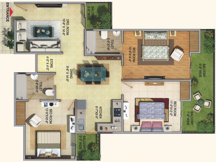 3 BHK Flat in MKS La Royale in Indirapuram, Ghaziabad - Image 499977