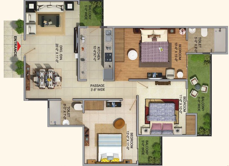 3 BHK Flat in MKS La Royale in Indirapuram, Ghaziabad - Image 499976