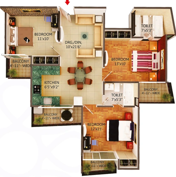 3 BHK Flat in MSS Bliss Homes in Govindpuram, Ghaziabad - Image 321243