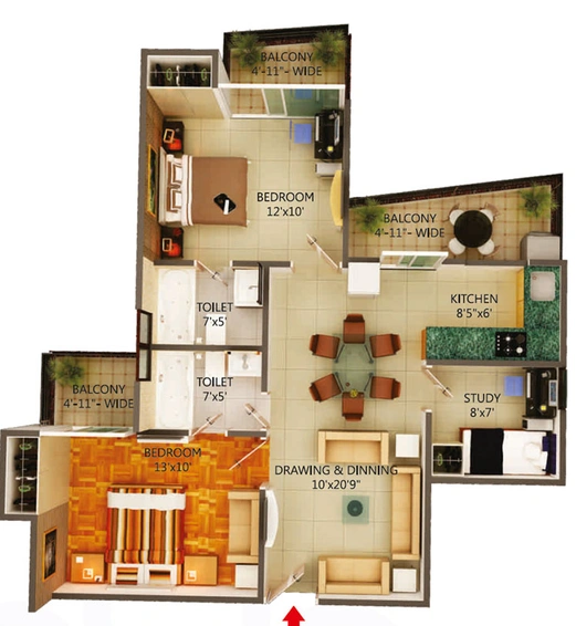 2 BHK Flat in MSS Bliss Homes in Govindpuram, Ghaziabad - Image 321241
