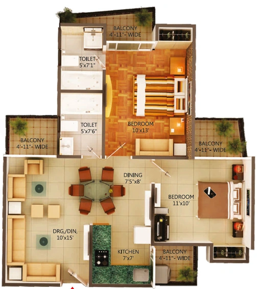 2 BHK Flat in MSS Bliss Homes in Govindpuram, Ghaziabad - Image 321240