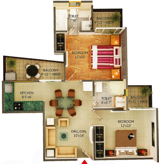2 BHK Flat in MSS Bliss Homes in Govindpuram, Ghaziabad - Image 321239