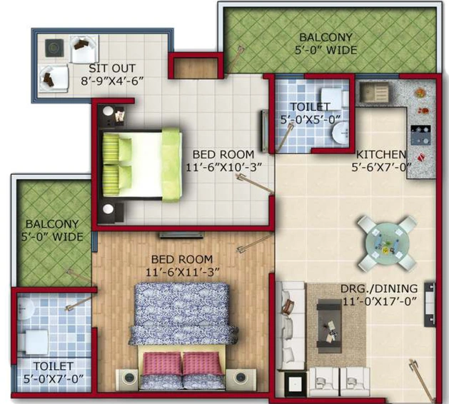 2 BHK Flat in Magus Vedantam Minaret in Indirapuram, Ghaziabad - Image 711814