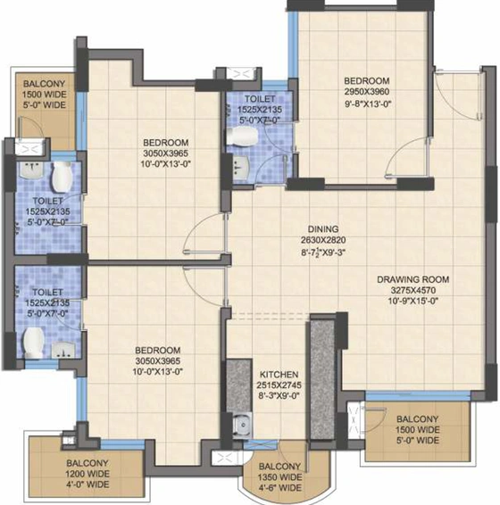3 BHK Flat in Shri Laxmi Celebration in Vasundhara, Ghaziabad - Image 322995