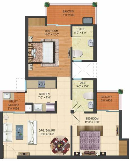 2 BHK Flat in Ratandeep Silver Homes in NH 24, Ghaziabad - Image 323100