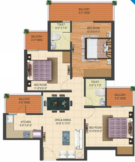 3 BHK Flat in Ratandeep Silver Homes in NH 24, Ghaziabad - Image 323102